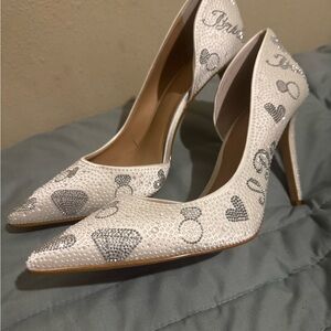 INC International Concepts White and Silver Wedding Heels